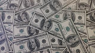 Top down image of 100-dollar bills 